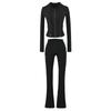 Sexy Y2K Tracksuit Set Cropped Hoodie Flared Sweatpants Women Gym Workout