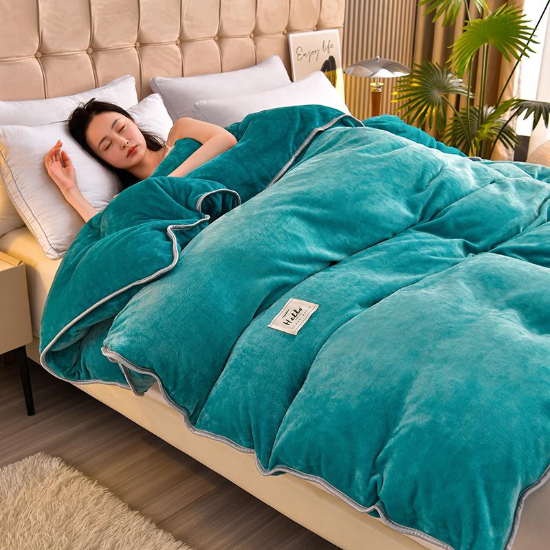 Solid Color Thickened Milk Velvet Duvet Cover Hotel Luxury Dark Green Single Double Comforter Cover Home Warm Soft Quilt Covers