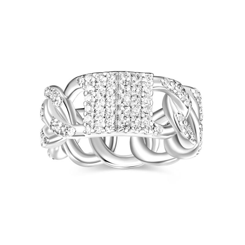 APM Monaco ring [Romantic Confession] Chain Hollow Light Luxury Silver White Fashionable Intertwined Link Ring-Wide Version (Single) 48 Endless Love