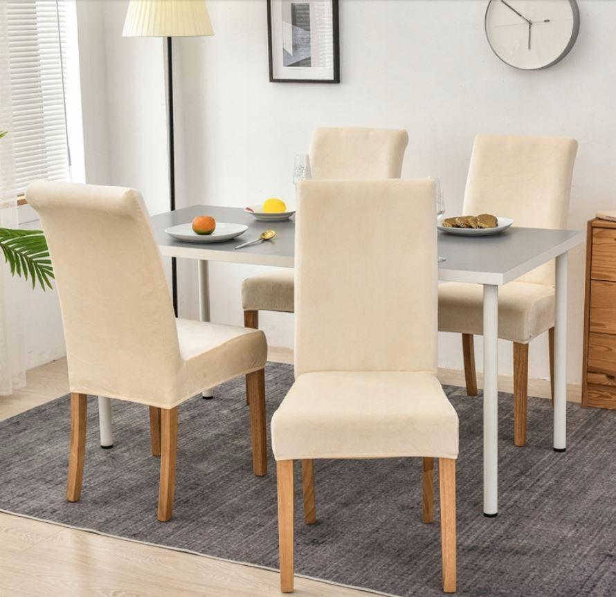 Chair Cover Thick Beige Ecru Velvet