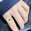 Premium S925 Sterling Silver Natural Colored Treasure Index Finger Ring Female Flower Original Design Niche Wind Does Not Fade
