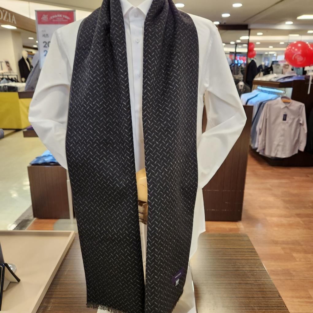 Мужской теплый двусторонний черный длинный шарф Bachi VM1M4BR101 Филиал KO_Bupyeong