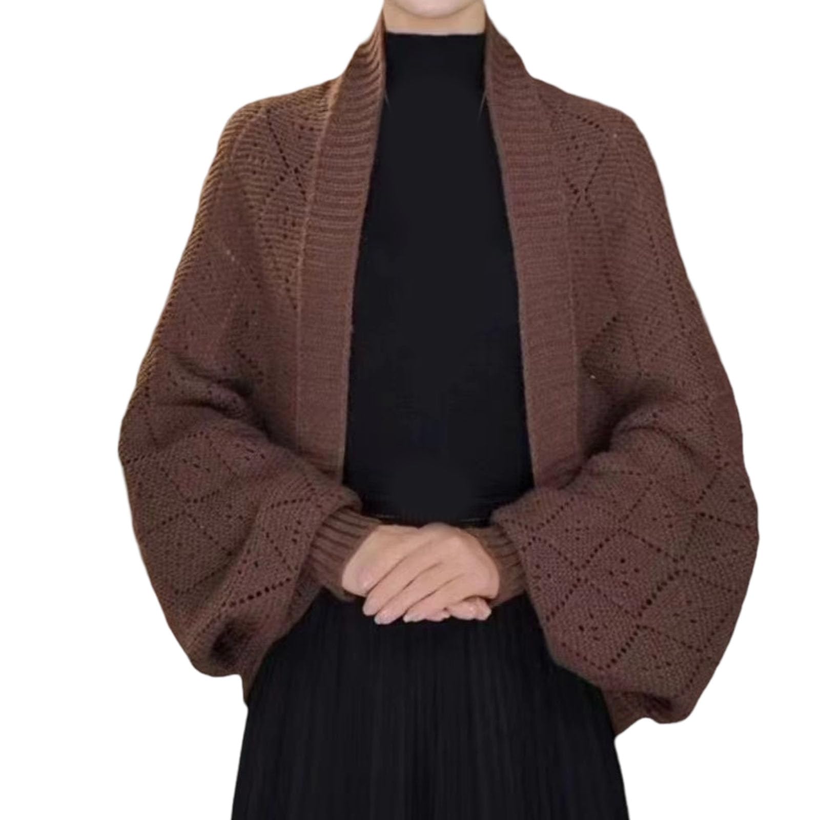 

Женский свободный удобный повседневный модный теплый и элегантный кардиган, накинутый как шаль One Size кофейный