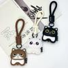 Creative PU Leather Cat Keychain Pendant Cute Couple Car Key Chain Bag Doll Pendant Small Gift