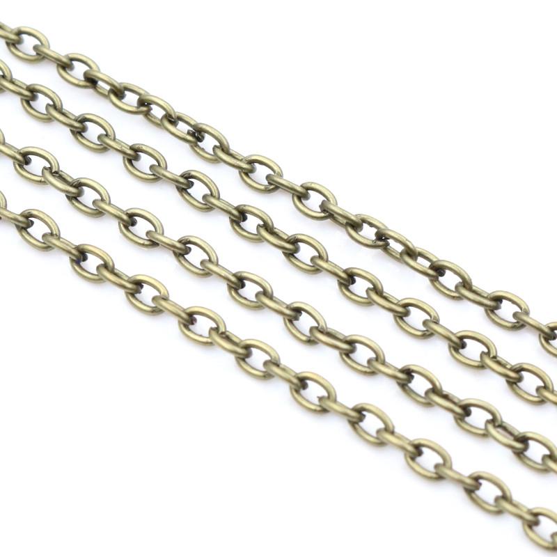 5 Meters/lot 3x2mm 4x3mm 5 Colors Plated Cross Unwelded Iron Cable Chains Necklace DIY Jewelry Making Findings Accessories