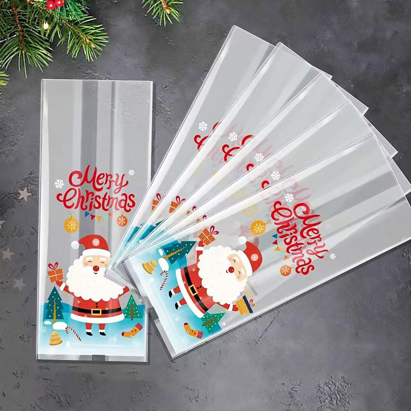 50PC Durable Material Home Snowflake Pattern Holiday Treat Bags for Cookies Parties Christmas Bags Gift 2 Sizes