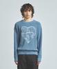 KNITTED Vintage Heart Round Knit Stone Blue
