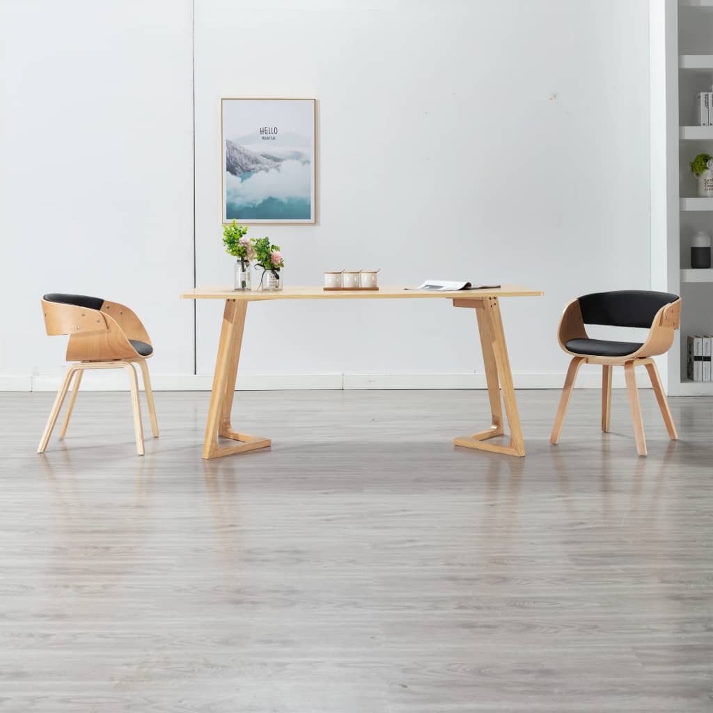 Dining Chairs 2 Pcs Black Bentwood and Faux Leather