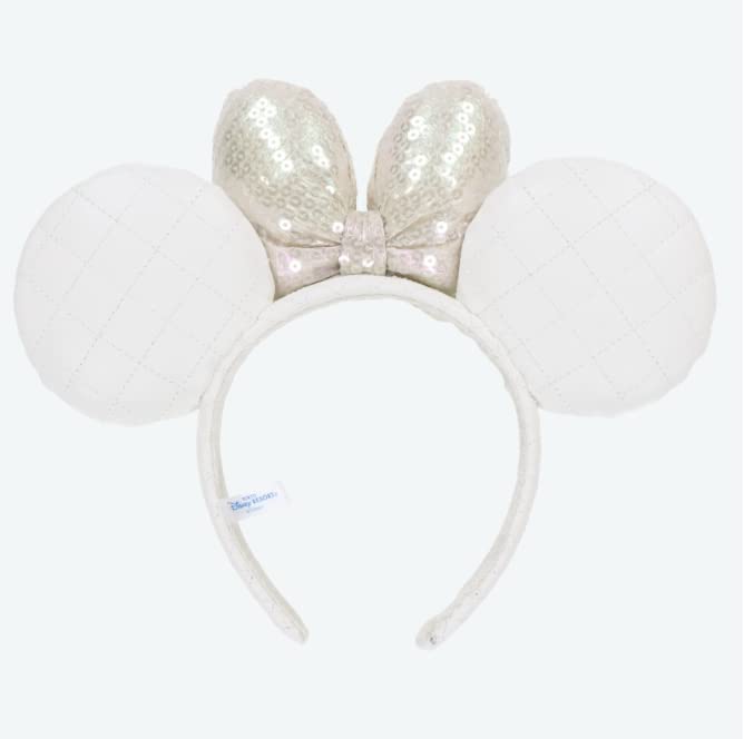 Minnie Mouse Headband with Sequin Ribbon (with Pearls), White, Tokyo Disney Resort Limited Edition (TDR)