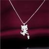 New Simple Creative Cute Kitten And Fish 925 Sterling Silver Jewelry Fashion Animal Popular Cat Clavicle Chain Necklaces Xl069
