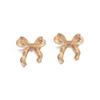 Bow Earrings Metal Stud Earrings Electroplating Versatile Women's Simple Fashion Smooth Temperament Earrings