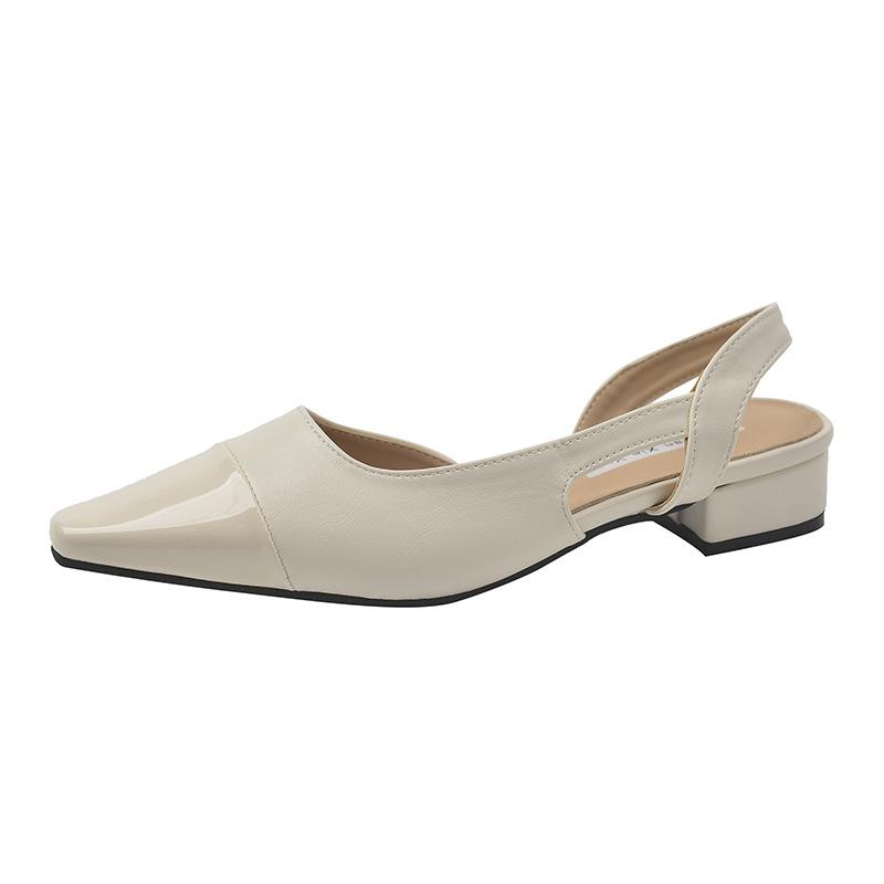 

Сандалии-мешки на низком каблуке женские французские нежные вечерние нюдовые остроносые маленькие ароматные стильные женские туфли на толстом каблуке пустые темпераментные одинарные туфли 35