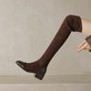 Krazing Pot Flock Autumn Winter Shoes Thick Heels Size 43 Long Boots Black Brown Stretch Over-the-knee Boots