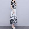 Rochie Maxi Florală de Damă Stil Artă Chineză Imprimeu A-linie Rochie Lungă Vară Mânecă Scurtă Decolteu în V Rochie de Plajă