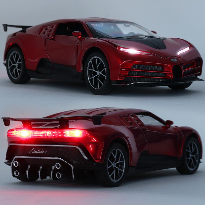 Modèle de voiture moulé sous pression Bugatti Centodieci, échelle 1/32, édition 110e anniversaire, véhicule jouet à tirer avec son et lumière pour enfants, collection pour tout-petits