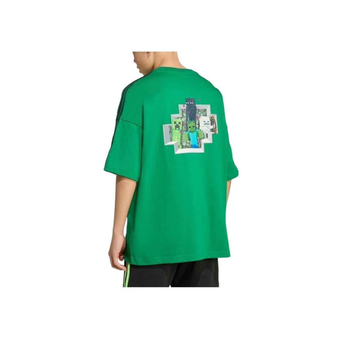 

Футболка Adidas Originals Колаборація з Minecraft З круглим вирізом Модна М яка Універсальна З коротким рукавом Дитячі топи Зелений KD9829 176