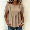 Women's Fashion Solid Color Round Neck Short Sleeve Patchwork Casual T Shirt Top Lightweight Comfortable Summer Tee
