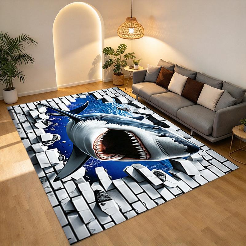 Shark Attack Living Room Nonslip Area Rug Soft Carpet For Bedroom Game Playroom Sofa Office Home Decor Doormat Christmas Gift C926278