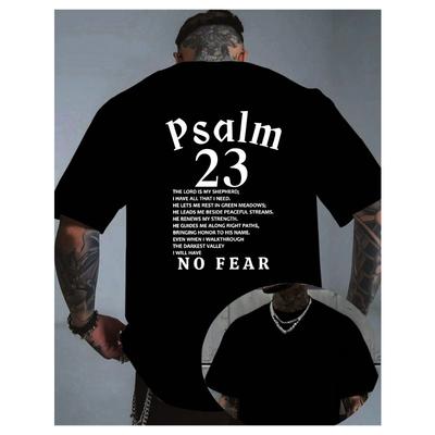 European Size Men's Casual Summer Fashion Outdoor Short Sleeve T-Shirt with 23 Letter Pattern Print On Front and Back, Comfortable and Breathable