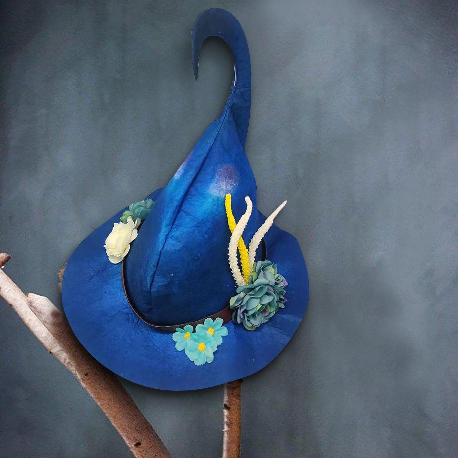 

Шляпа ведьмы на Хэллоуин, регулируемая ведьма, ролевая игра, украшение дома, костюм, реквизит для вечеринки One Size синий