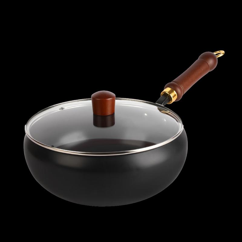 Zhuipu 24cm Flame Red Cast Iron Pot with Solid Wood Handle