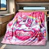 Unicorn Theme Home Customize Your Name Blankets Comfortable Soft Lightweight Allseason Multipurpose Blanket For Picnics Sofas Offices Beds Living