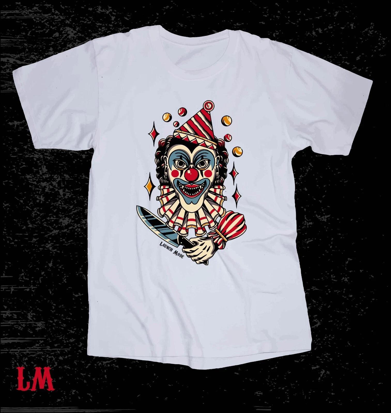Launch Mode Clown Skateboard Surf BMX Snowboard Wakeboard Ride White T-shirt M