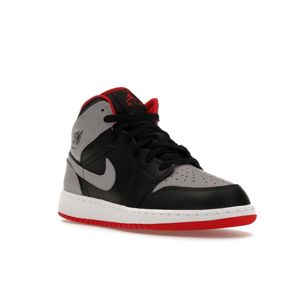 Air Jordan 1 Mid GS Bred Shadow Kinder Sneaker Schwarz Feuerrot Weiß DQ8423-006