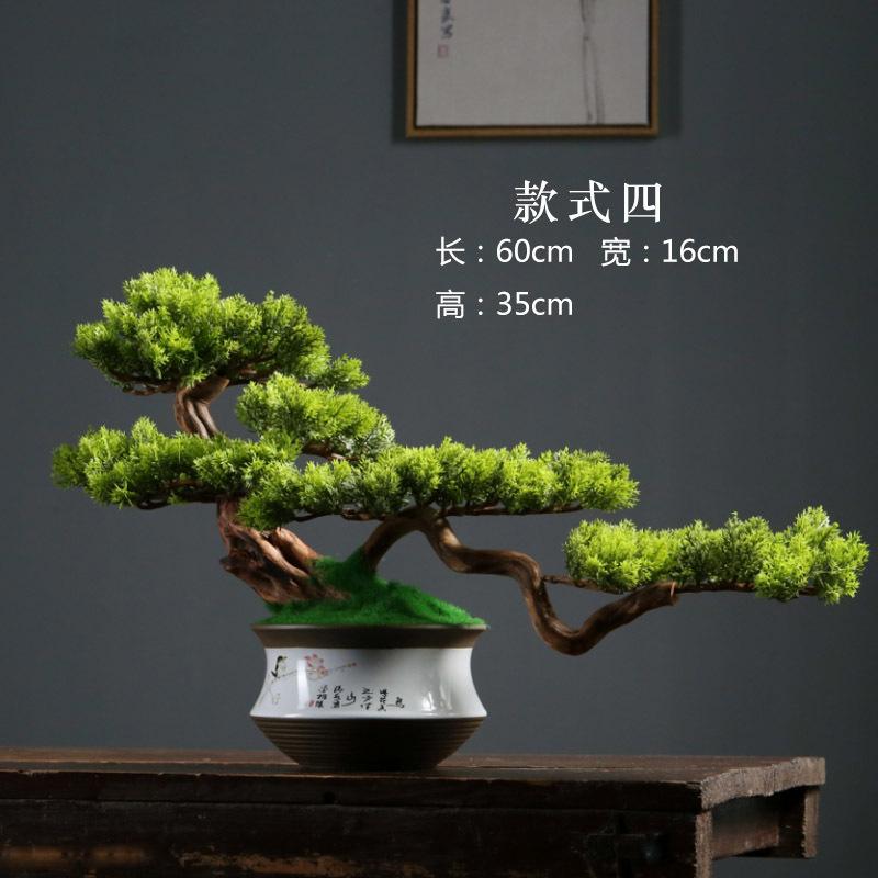 For Simulated Welcome Pine Bonsai Office Ornament Chinese Green Plant Living Room Interior Decoration Light Luxury
