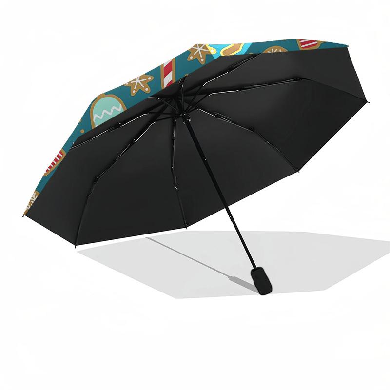 1pc Christmas Cookies Pattern Umbrella with Plastic Handle,Suitable for All Seasons Home Travel Outdoor UmbrellaPT295