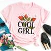 Fashion Women T Shirt Flower Printed T Shirt Casual Black Tops 90s Ladies Girl Tee Shirt Female Harajuku Graphic T -Shirt