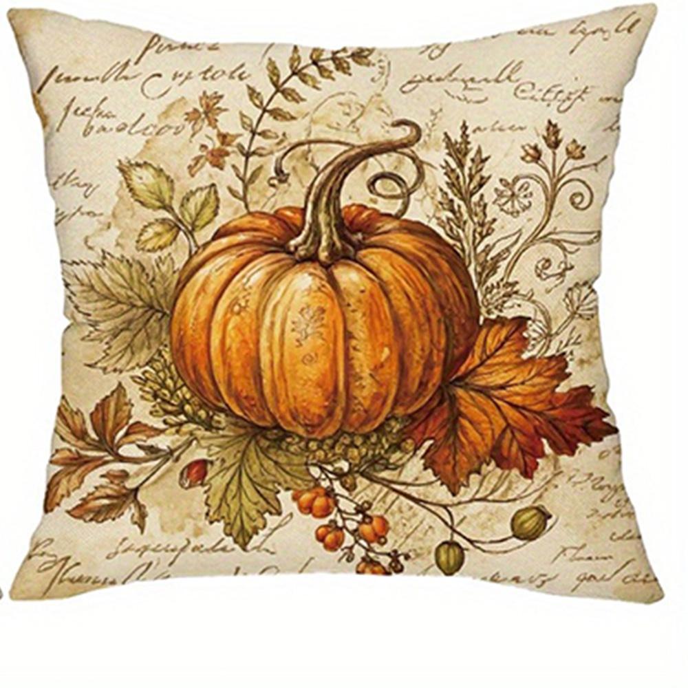 Retro Fall Harvest Pillowcases: Pumpkin and Maple Leaf Designs,Sofa cushion cover, home room decoration