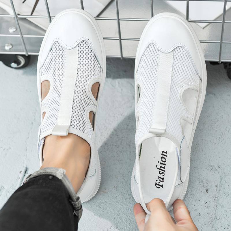 Lightweight Men Sandals Wearable Anti-slip Deodorant Baotou Beach Genuine Leather Casual Sandals Youth Latest Trend Casual Flats
