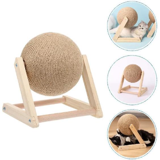 balacoo Cat Scratching Ball: Sisal Scratcher Toy, Interactive Grinding Claw Ball, Rotatable Exercise Wheel to Toy for Small Cats