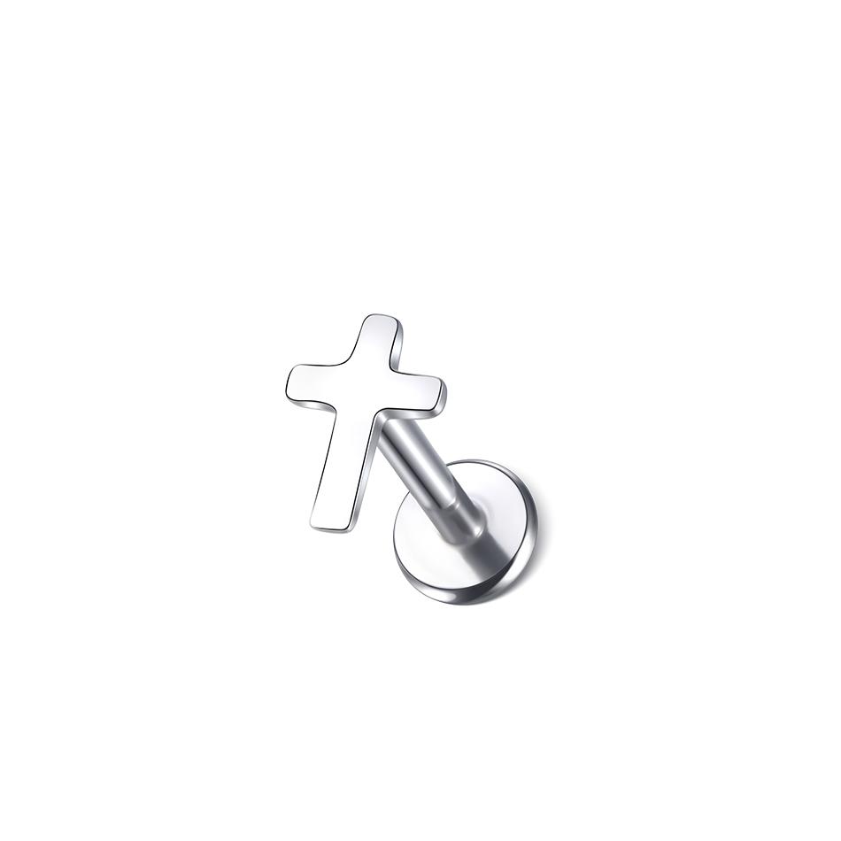 1PC G23 Titanium Labret Piercing Ear Cartilage Earrings Moon Heart Cross Tragus Stud Helix Piercing Punk Body Jewelry