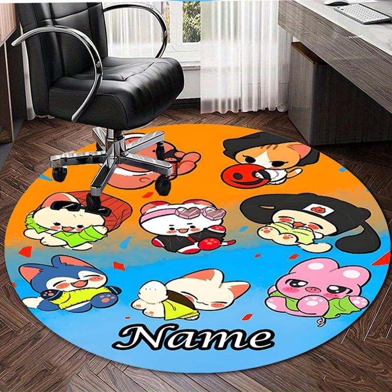 Personalized K-Kpop Team Round Chair Office Rug - Perfect for Mat, Office Chair & More - Ideal Gift for Birthdays and Holidays