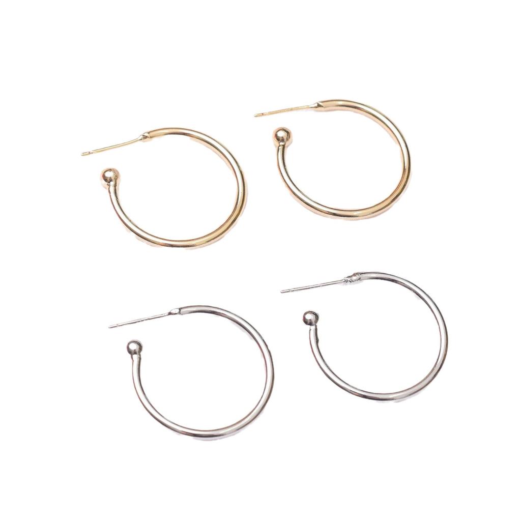 10pcs Color-Preserving 14K Gold-Wrapped C-Shaped 925 Sterling Silver Needle Fashion Spherical Semi-Round Diy Jewelry Accessories