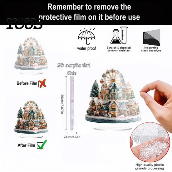 Christmas Atmosphere Table Ornament 2D Acrylic Ferris Wheel for Holiday Tree, Durable Transparent Craft Display Board, Decoration, Xmas Party Supplies