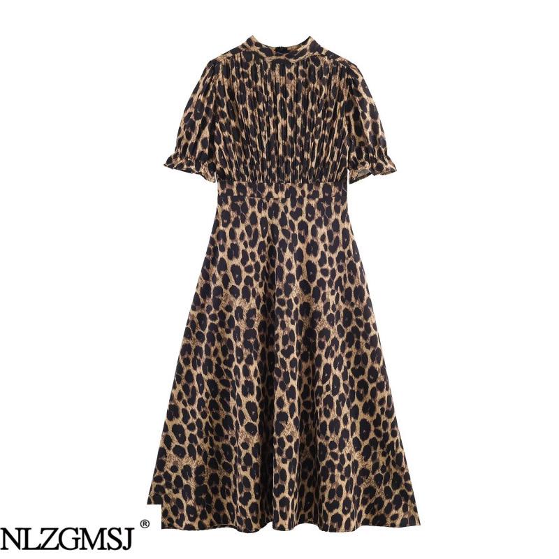 2026 Spring European & American Fashion Slim Leopard Print Sleeveless Dress Small
