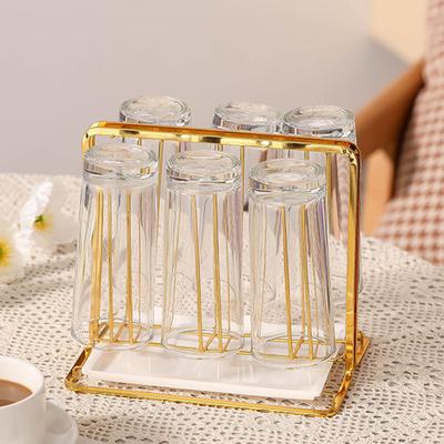 Creative Metal Water Cup Rack Crush Resistant Stable Thick Cup Drain Rack with Tray for Bar Wine Cellar Cabinet Pantry
