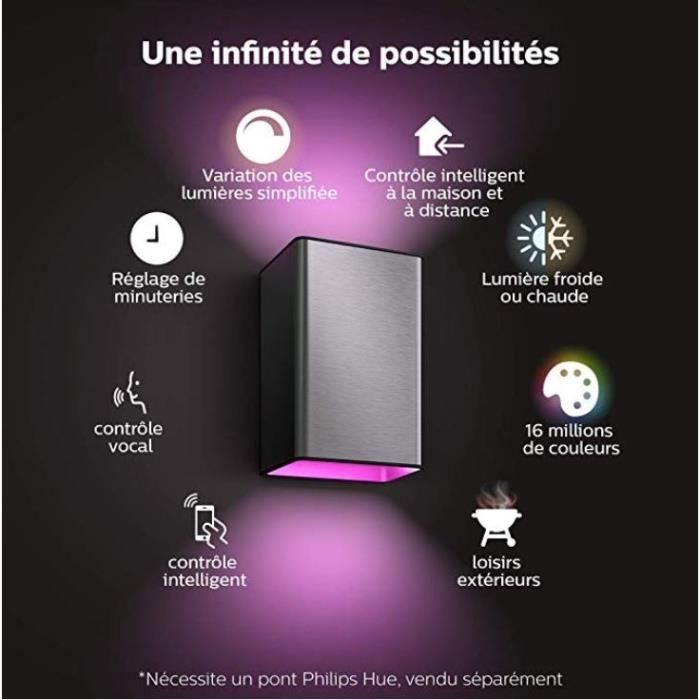 Applique murale philips hue white and color ambiance resonate - 8w - inox