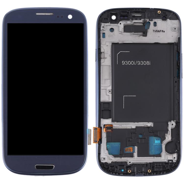 Originální Super AMOLED LCD displej pro Samsung Galaxy SIII / i9300 Digitizér Kompletní sestava s rámečkem