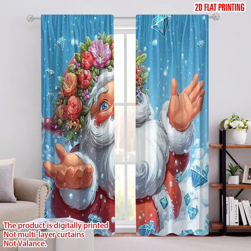 

Set Of 2 Flat Printing Happy St Patrick Day Drapes Blue Crystal Christmas Polyester Without Electricity Spring Party Holiday Curtain W100*H70(CM)-Rod Pocket&2PCS