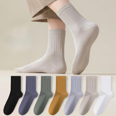 Men Spring and Autumn Pure Cotton Leisure with 10 Antibacterial Deodorant Boneless Comfortable Tube Socks