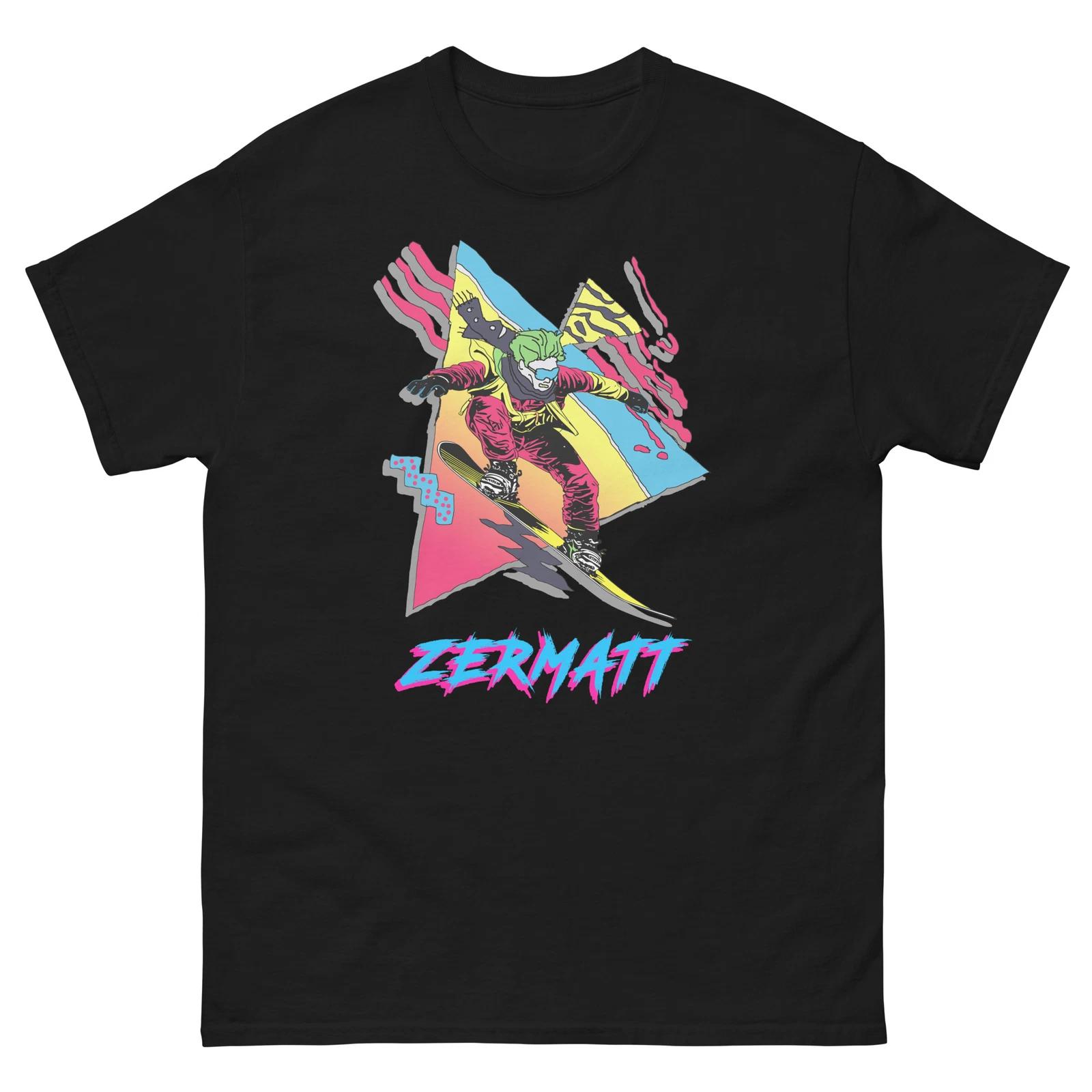 Zermatt Retro Snowboarder 80s 90s Snowboarding T-Shirt S