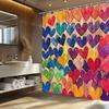 Vibrant Colorful Overlapping Hearts Shower Curtain Playful Peach Background Layered Heart Art Bathroom Decor With Hooks