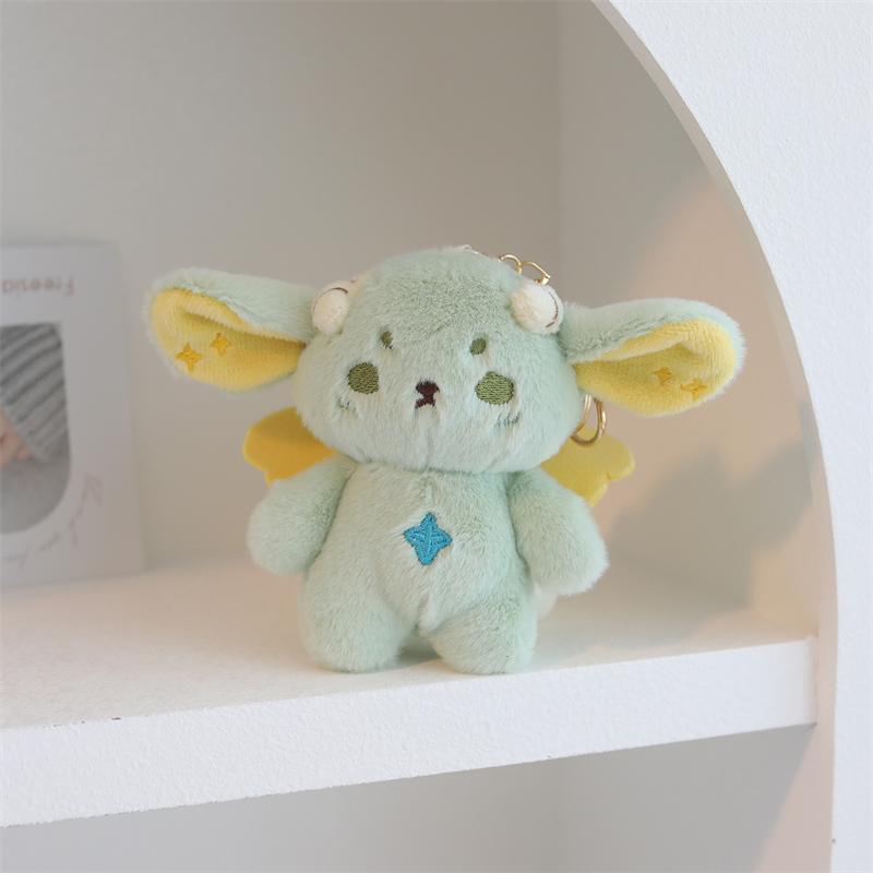 Kawaii Magic Starry Wings Sheep Plushie Colour Wolf Dog Puppy Plushie Pendant Tiger Fox Cat Panda Lamb Small Plush Toy Keychain