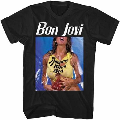 Bon Jovi T-Shirt Slippery When Wet Album Black Tee