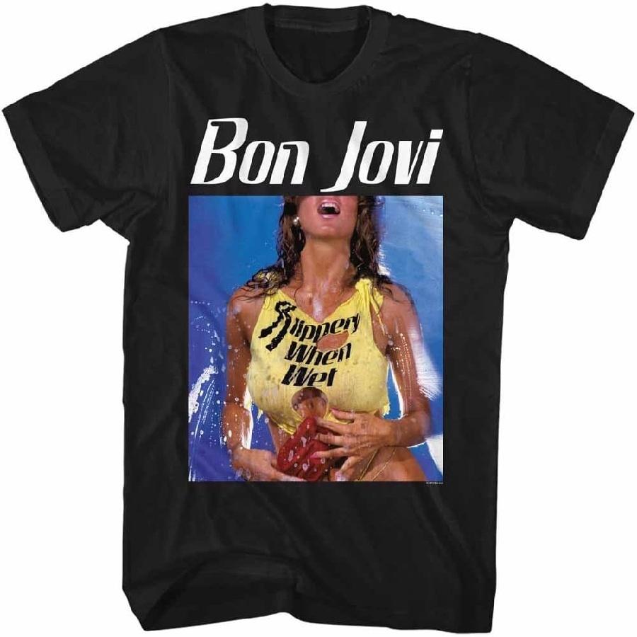 Bon Jovi T-Shirt Slippery When Wet Album Black Tee S