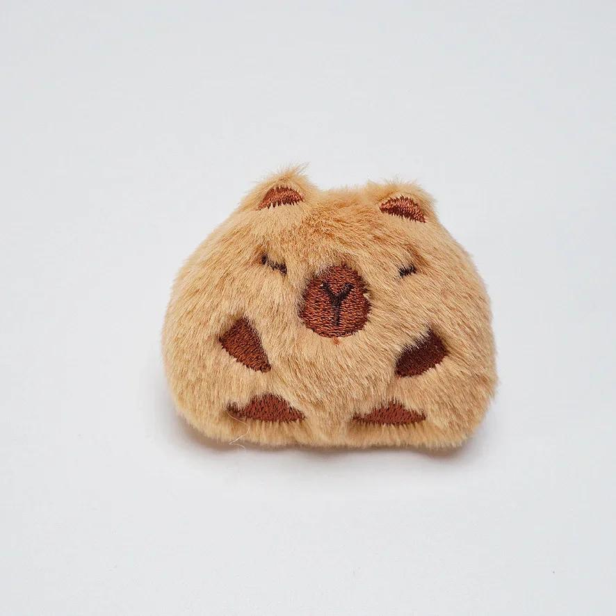 1/3pcs Cute Cartoon Capybara Plush Doll Brooch Bag Decoration Creative Fluffy Animals Stuffed Badge Pin For Women Birthday Gift